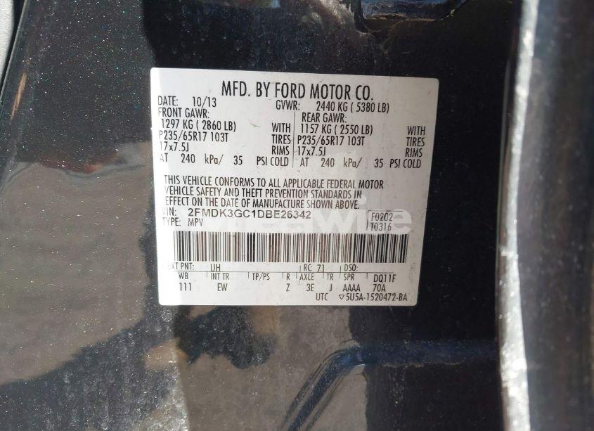 Photo 9 of 2013 Ford Edge SE (VIN 2FMDK3GC1DBE26342)