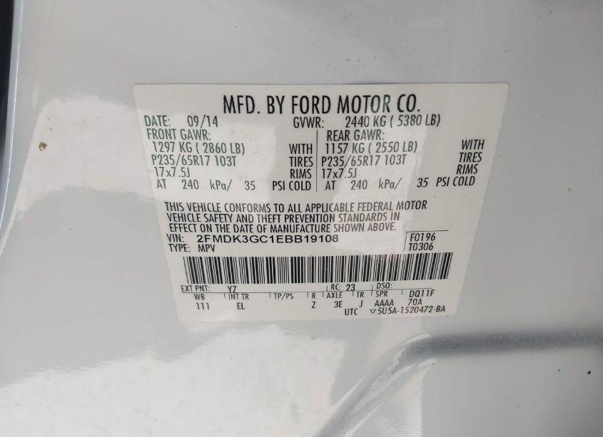 Photo 9 of 2014 Ford Edge SE (VIN 2FMDK3GC1EBB19108)