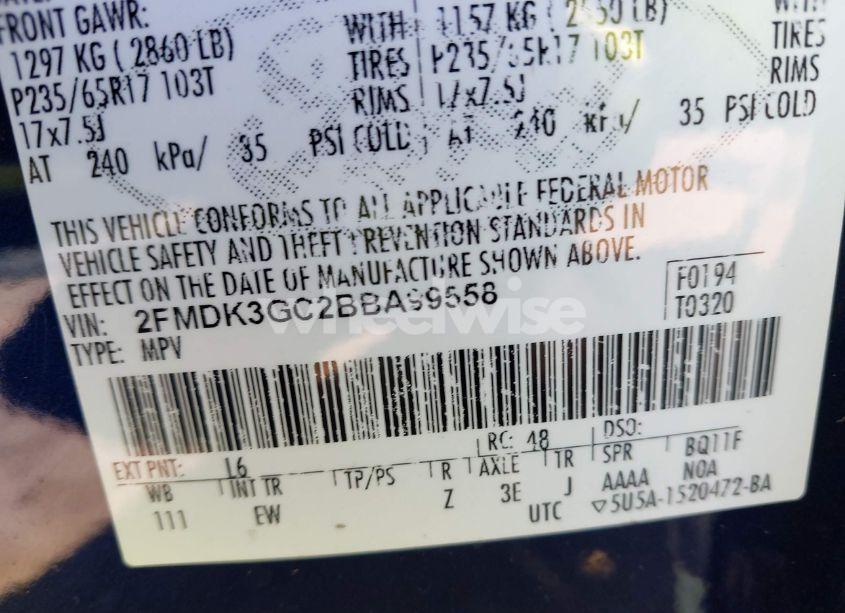 Photo 9 of 2011 Ford Edge SE (VIN 2FMDK3GC2BBA99558)