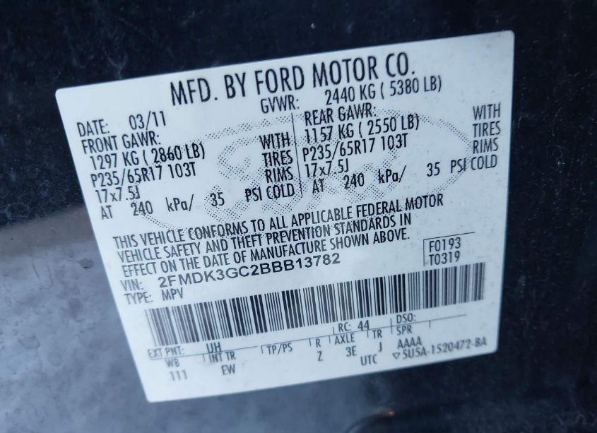 Photo 9 of 2011 Ford Edge SE (VIN 2FMDK3GC2BBB13782)