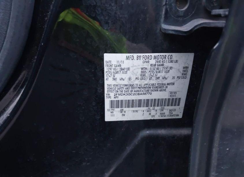 Photo 9 of 2012 Ford Edge SE (VIN 2FMDK3GC2CBA58770)