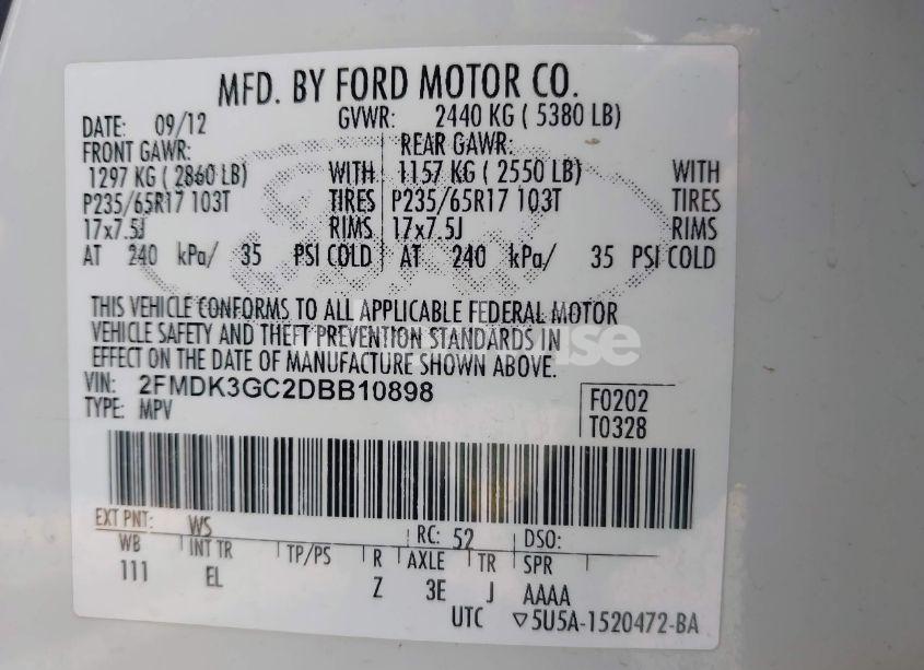 Photo 9 of 2013 Ford Edge SE (VIN 2FMDK3GC2DBB10898)