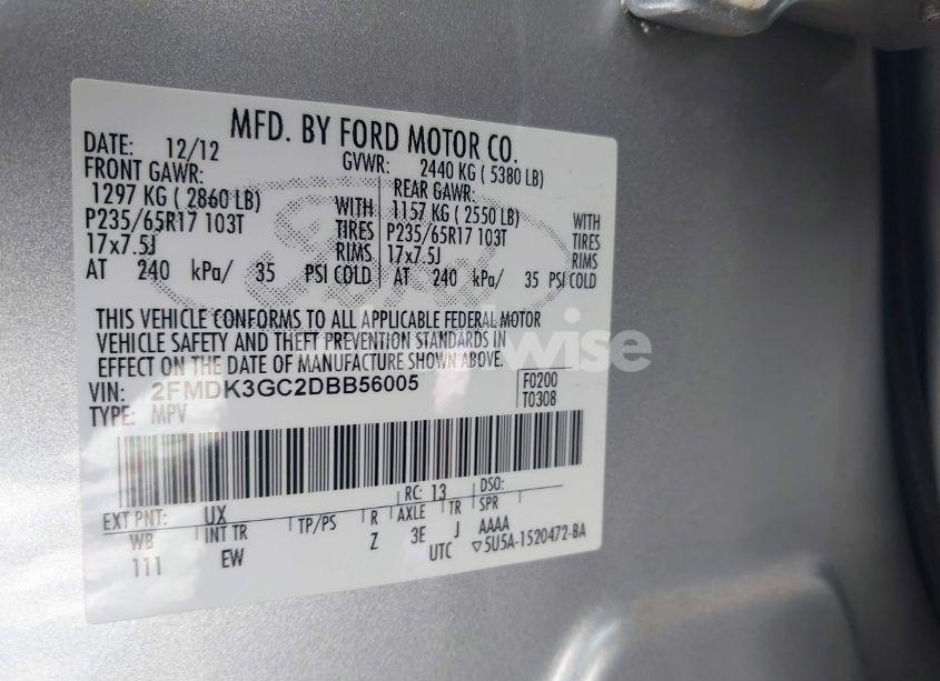Photo 9 of 2013 Ford Edge SE (VIN 2FMDK3GC2DBB56005)
