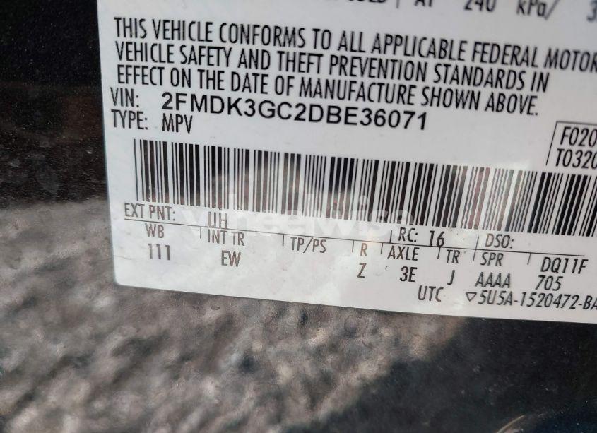 Photo 9 of 2013 Ford Edge SE (VIN 2FMDK3GC2DBE36071)