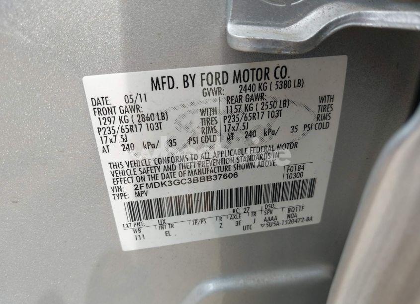 Photo 9 of 2011 Ford Edge SE (VIN 2FMDK3GC3BBB37606)