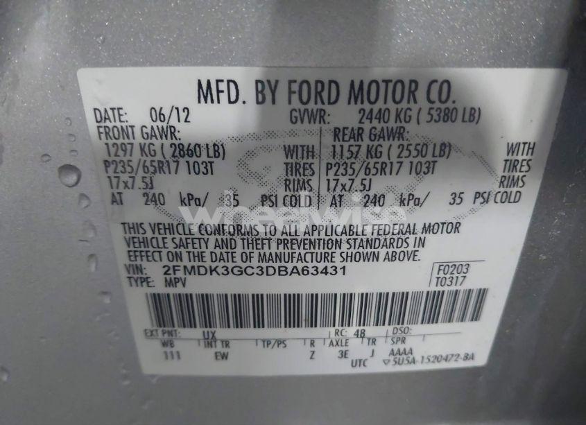 Photo 9 of 2013 Ford Edge SE (VIN 2FMDK3GC3DBA63431)