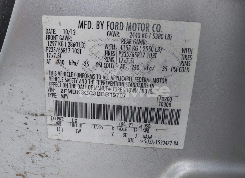 Photo 9 of 2013 Ford Edge SE (VIN 2FMDK3GC3DBB19707)