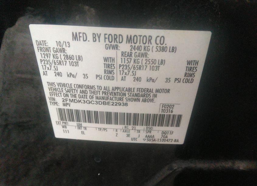 Photo 9 of 2013 Ford Edge SE (VIN 2FMDK3GC3DBE22938)