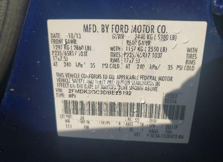 Photo 9 of 2013 Ford Edge SE (VIN 2FMDK3GC3DBE25192)