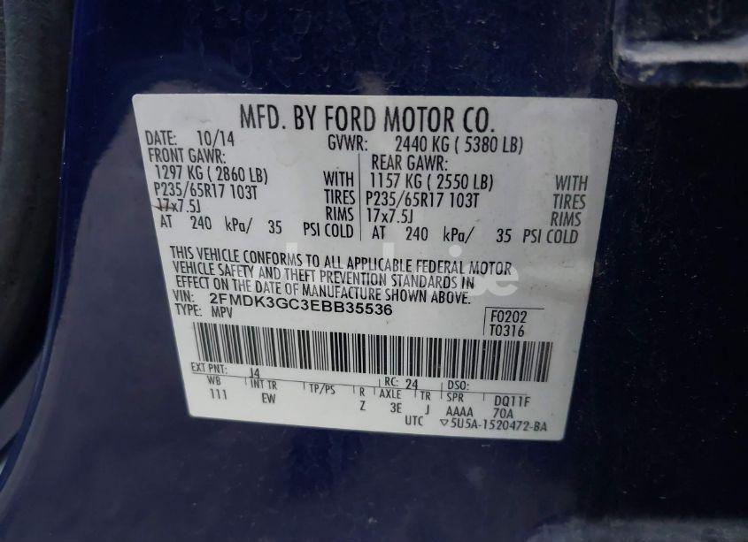 Photo 9 of 2014 Ford Edge SE (VIN 2FMDK3GC3EBB35536)