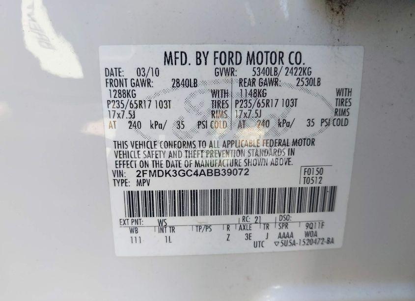 Photo 9 of 2010 Ford Edge SE (VIN 2FMDK3GC4ABB39072)