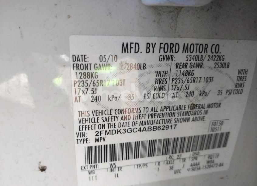 Photo 9 of 2010 Ford Edge SE (VIN 2FMDK3GC4ABB62917)