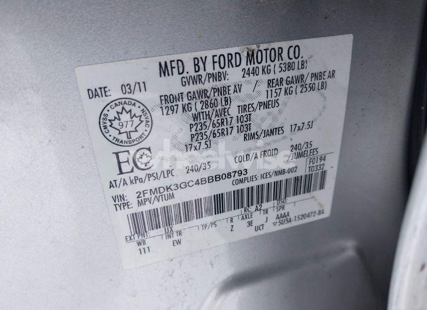 Photo 9 of 2011 Ford Edge SE (VIN 2FMDK3GC4BBB08793)