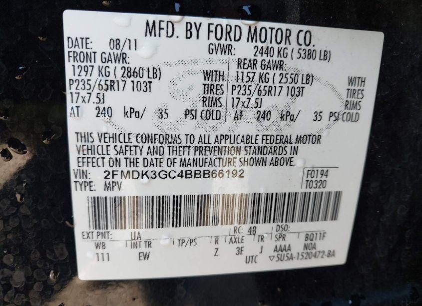 Photo 9 of 2011 Ford Edge SE (VIN 2FMDK3GC4BBB66192)