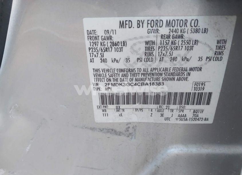 Photo 9 of 2012 Ford Edge SE (VIN 2FMDK3GC4CBA18383)