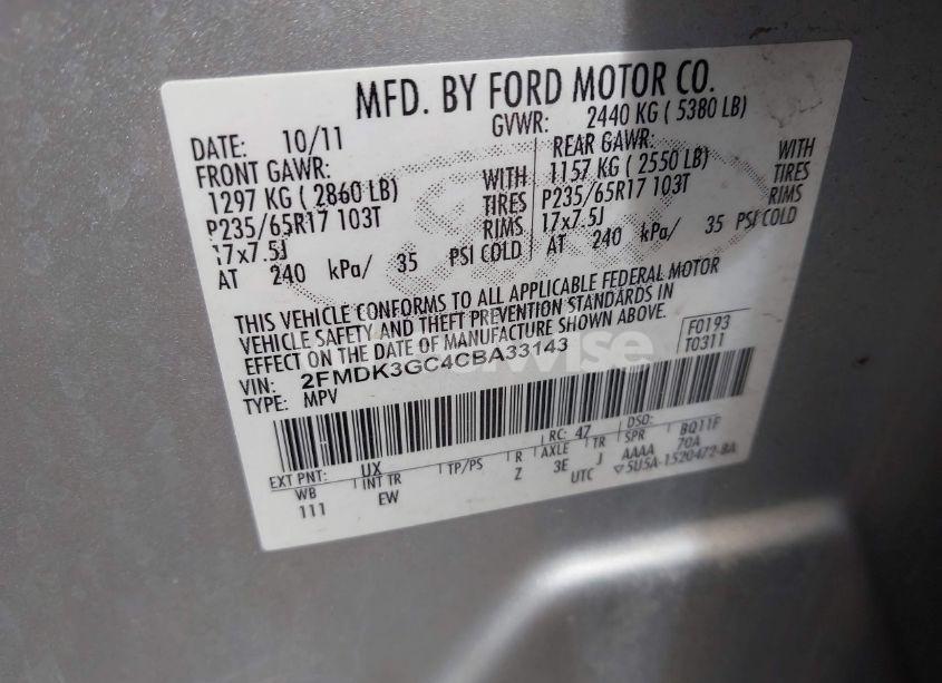 Photo 9 of 2012 Ford Edge SE (VIN 2FMDK3GC4CBA33143)