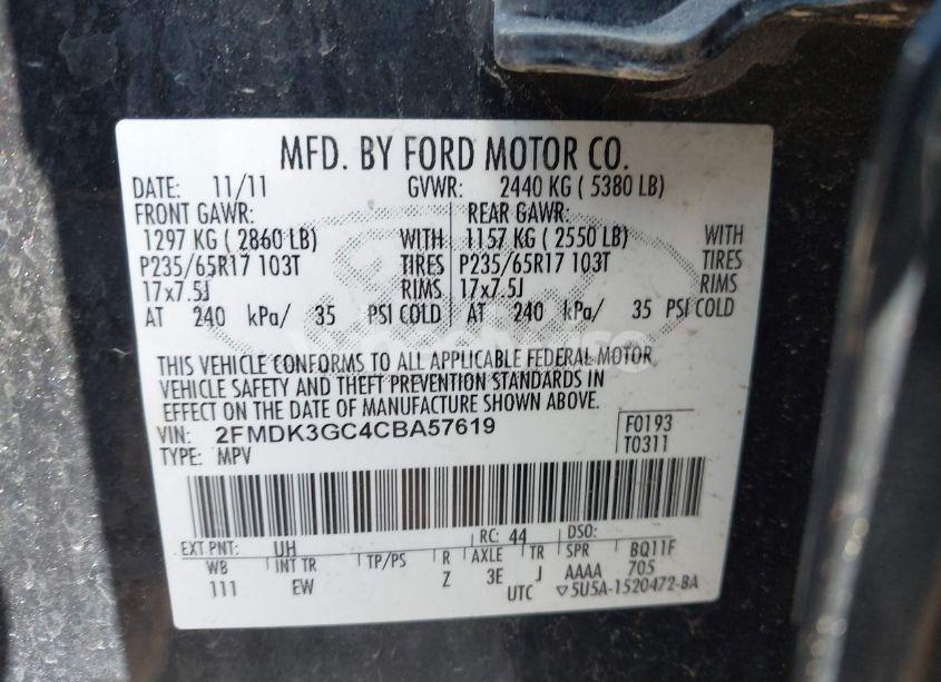 Photo 9 of 2012 Ford Edge SE (VIN 2FMDK3GC4CBA57619)