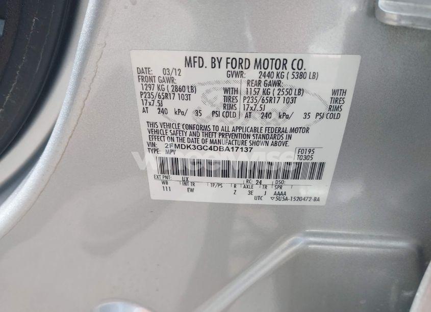 Photo 9 of 2013 Ford Edge SE (VIN 2FMDK3GC4DBA17137)