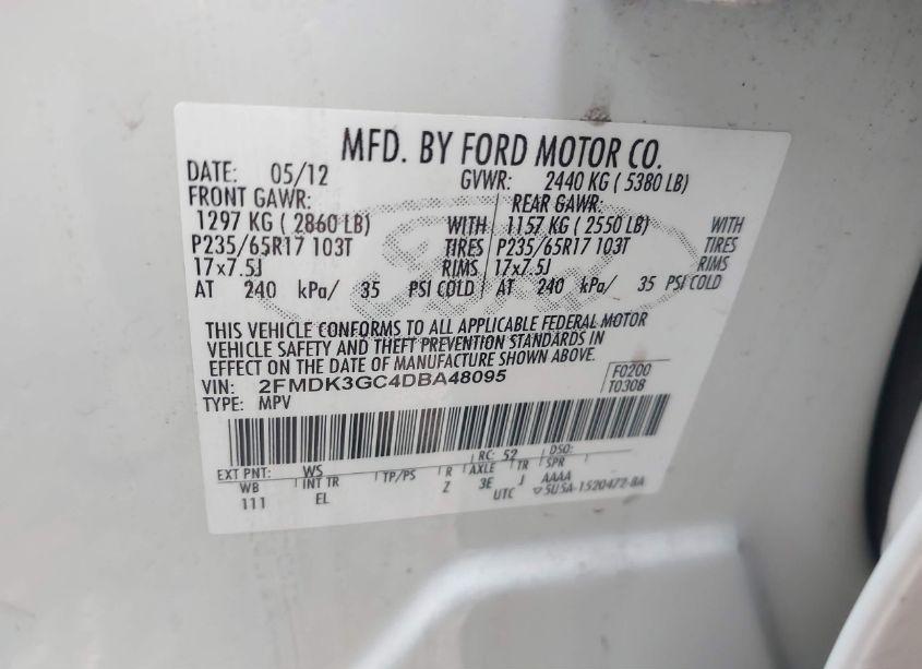 Photo 9 of 2013 Ford Edge SE (VIN 2FMDK3GC4DBA48095)