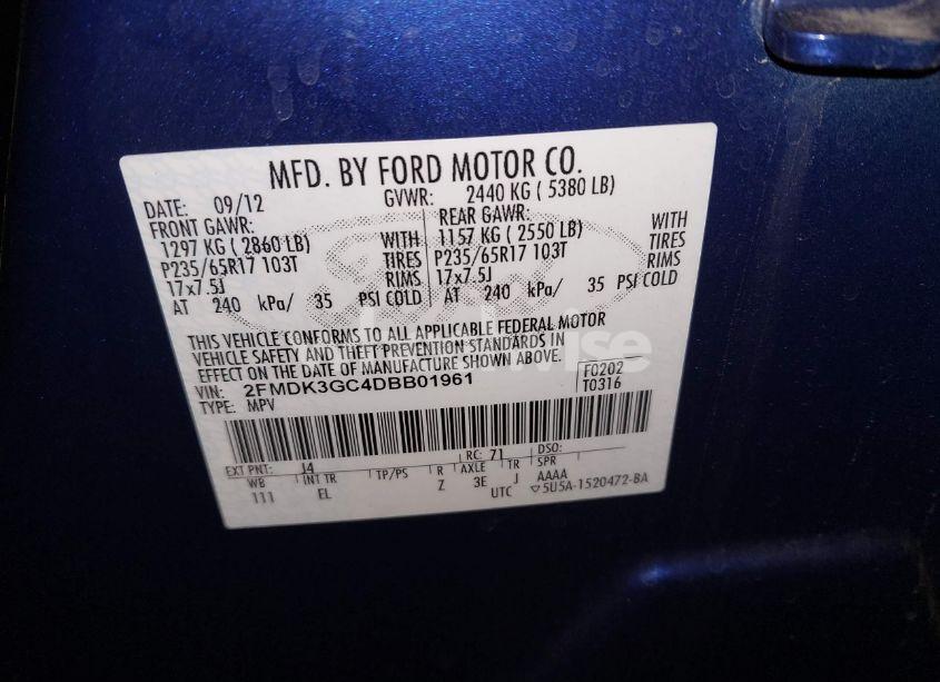 Photo 9 of 2013 Ford Edge SE (VIN 2FMDK3GC4DBB01961)