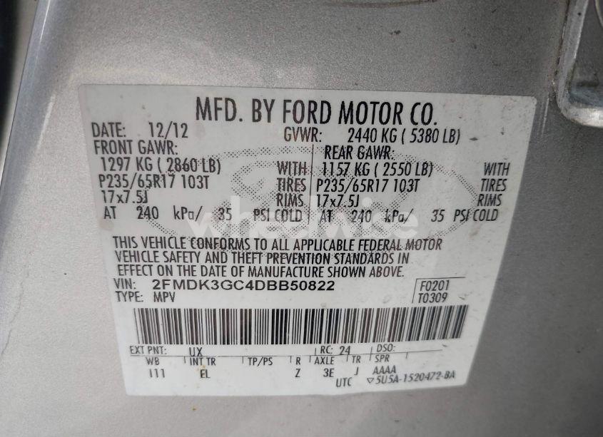 Photo 9 of 2013 Ford Edge SE (VIN 2FMDK3GC4DBB50822)