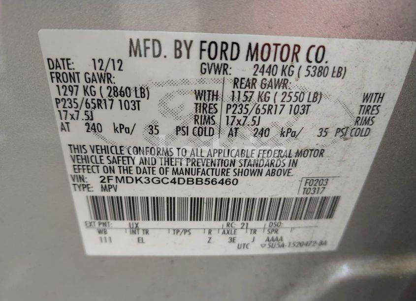 Photo 9 of 2013 Ford Edge SE (VIN 2FMDK3GC4DBB56460)