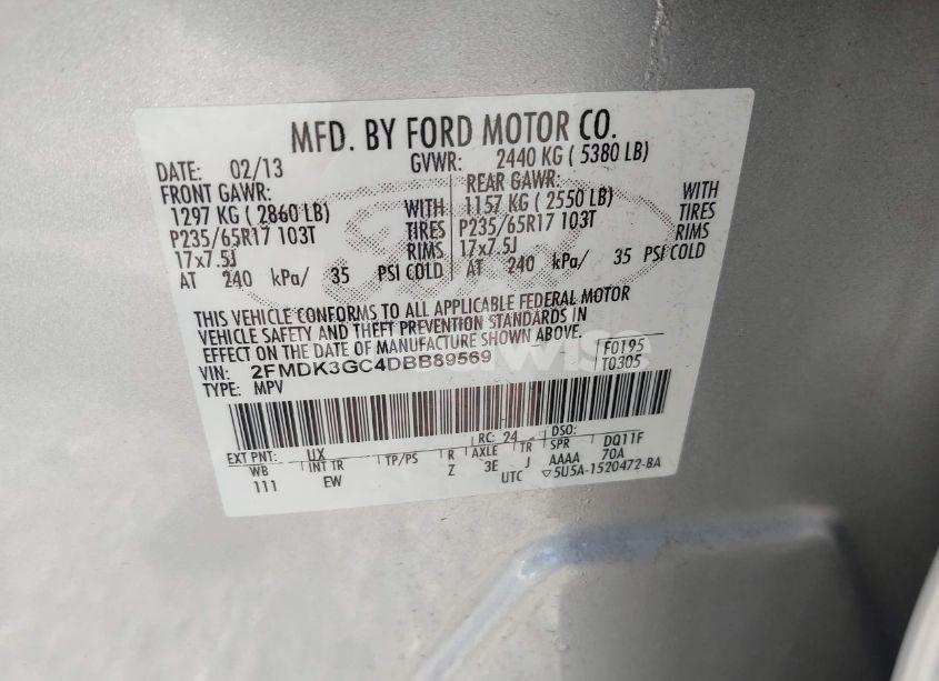 Photo 9 of 2013 Ford Edge SE (VIN 2FMDK3GC4DBB89569)