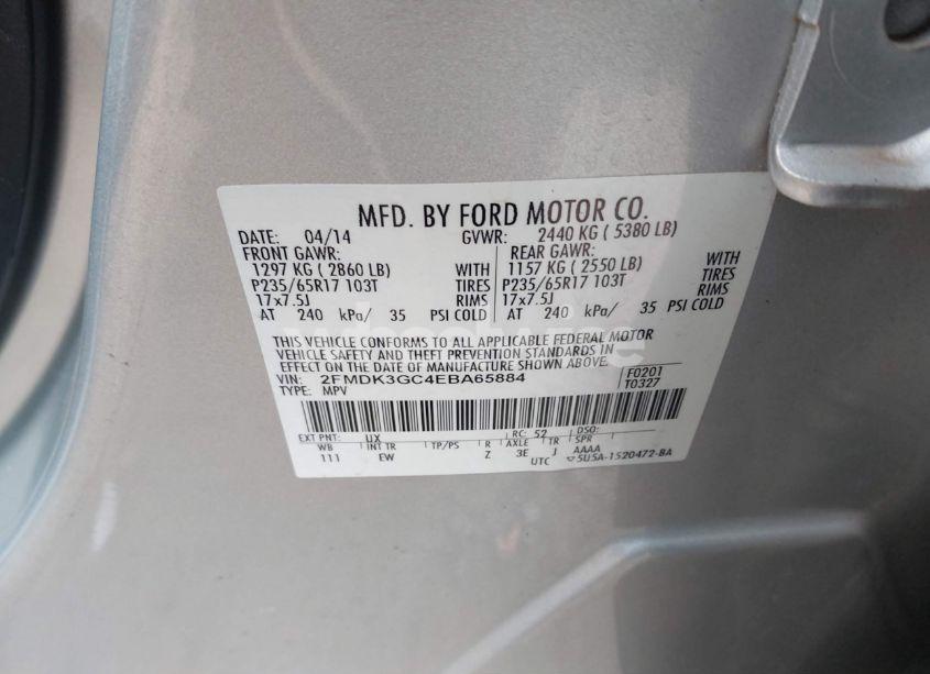 Photo 9 of 2014 Ford Edge SE (VIN 2FMDK3GC4EBA65884)