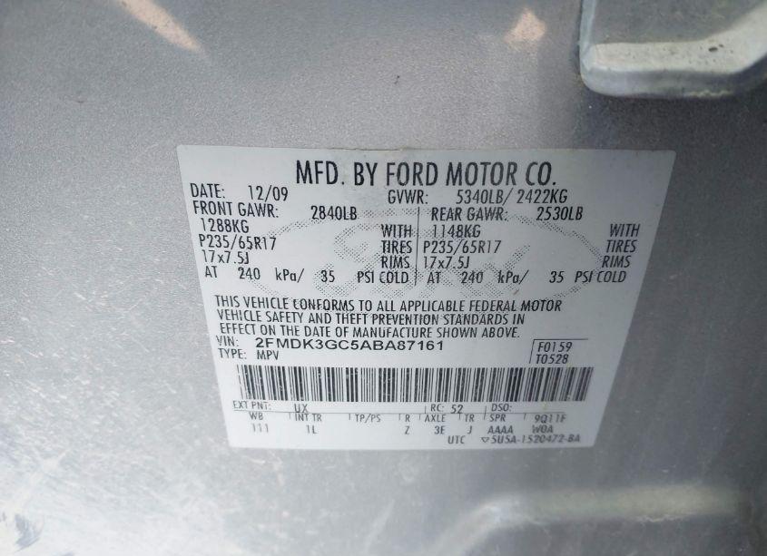 Photo 9 of 2010 Ford Edge SE (VIN 2FMDK3GC5ABA87161)
