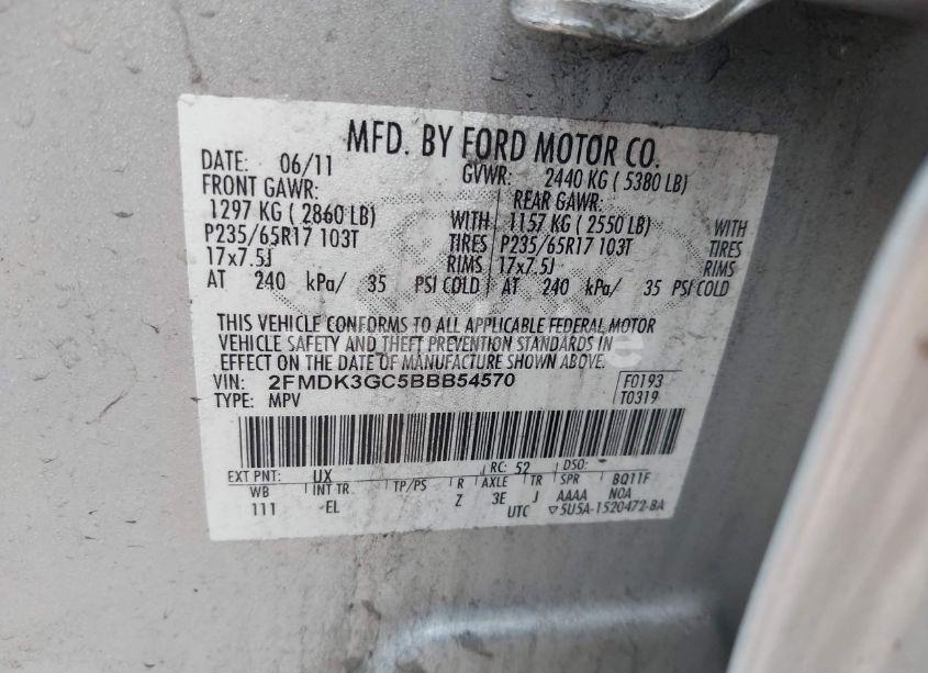 Photo 9 of 2011 Ford Edge SE (VIN 2FMDK3GC5BBB54570)