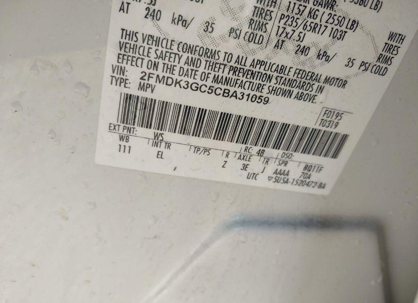 Photo 9 of 2012 Ford Edge SE (VIN 2FMDK3GC5CBA31059)