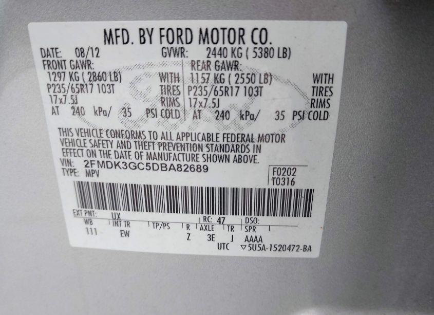 Photo 9 of 2013 Ford Edge SE (VIN 2FMDK3GC5DBA82689)