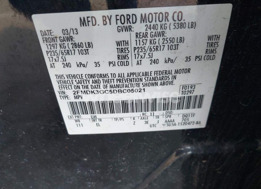 Photo 9 of 2013 Ford Edge SE (VIN 2FMDK3GC5DBC05021)