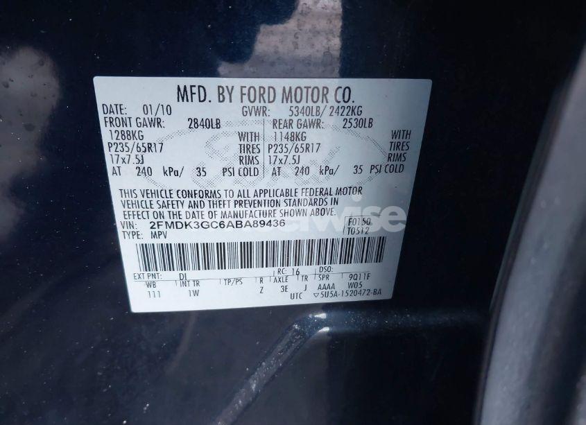 Photo 9 of 2010 Ford Edge SE (VIN 2FMDK3GC6ABA89436)