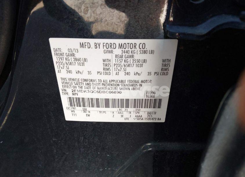 Photo 9 of 2013 Ford Edge SE (VIN 2FMDK3GC6DBC06890)