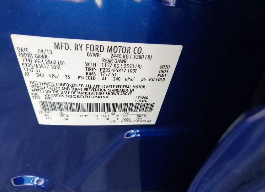 Photo 9 of 2013 Ford Edge SE (VIN 2FMDK3GC6DBC29859)