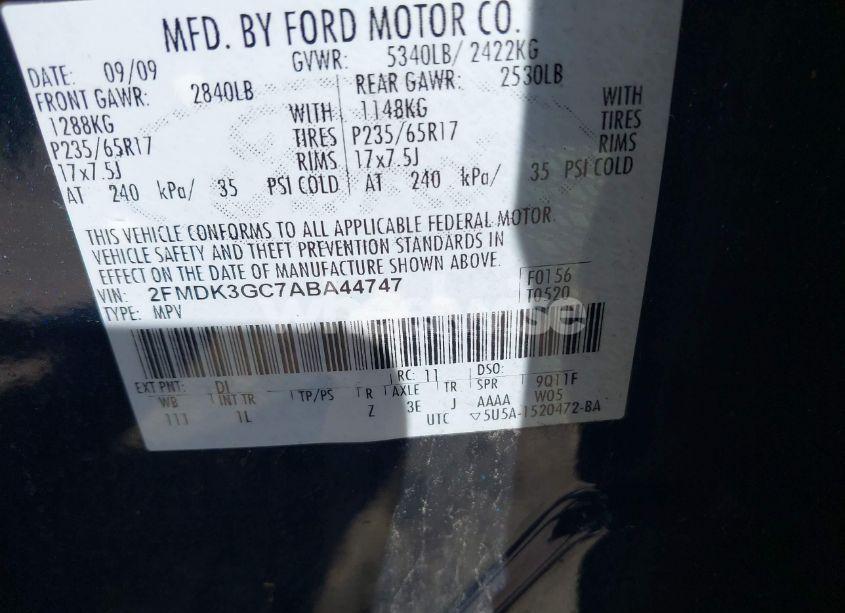 Photo 9 of 2010 Ford Edge SE (VIN 2FMDK3GC7ABA44747)