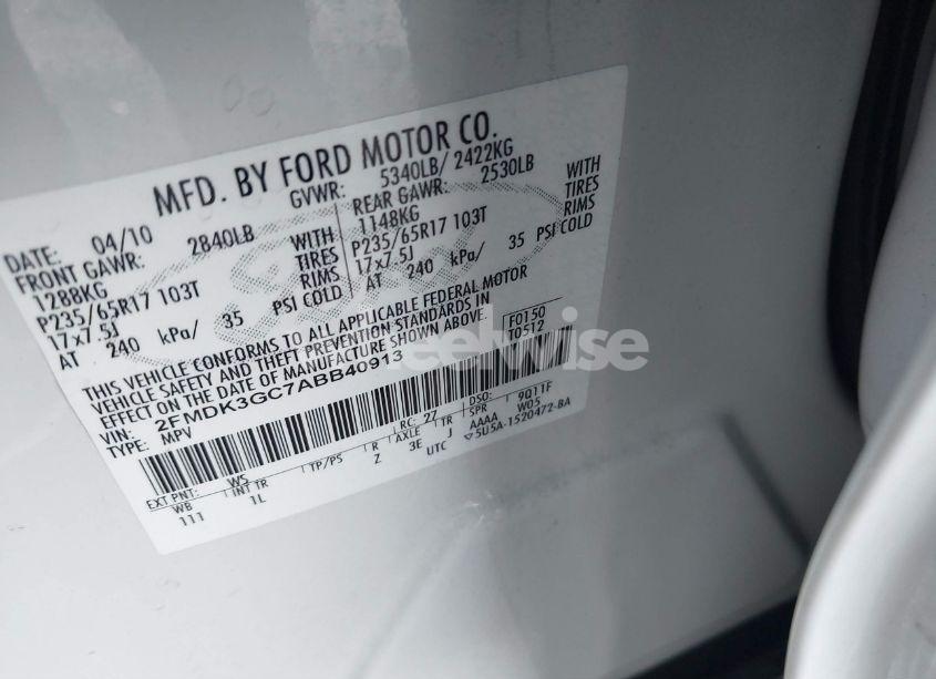 Photo 9 of 2010 Ford Edge SE (VIN 2FMDK3GC7ABB40913)