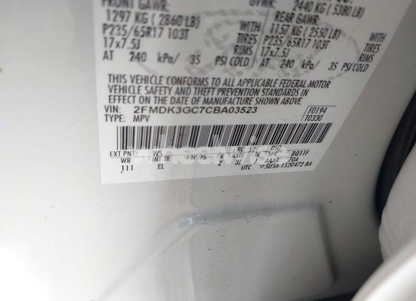 Photo 9 of 2012 Ford Edge SE (VIN 2FMDK3GC7CBA03523)