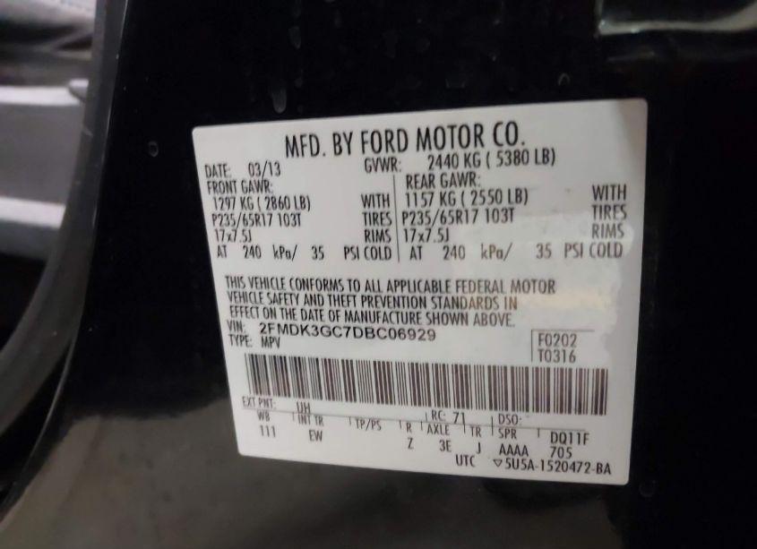 Photo 9 of 2013 Ford Edge SE (VIN 2FMDK3GC7DBC06929)