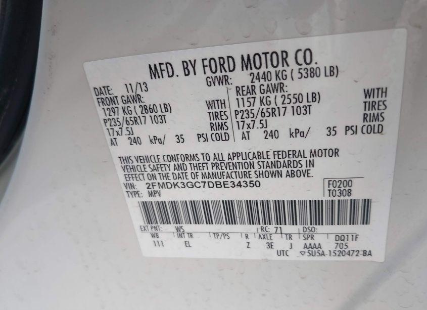 Photo 9 of 2013 Ford Edge SE (VIN 2FMDK3GC7DBE34350)