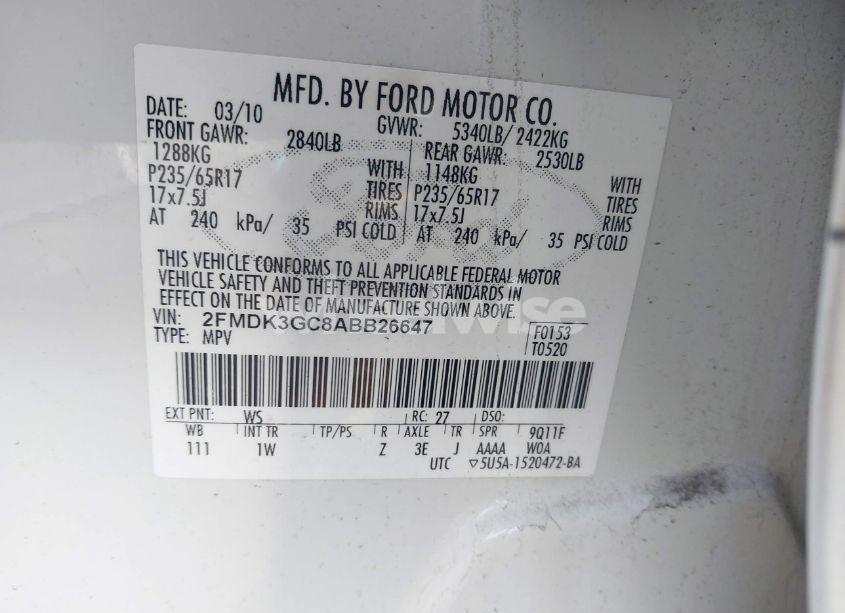 Photo 9 of 2010 Ford Edge SE (VIN 2FMDK3GC8ABB26647)