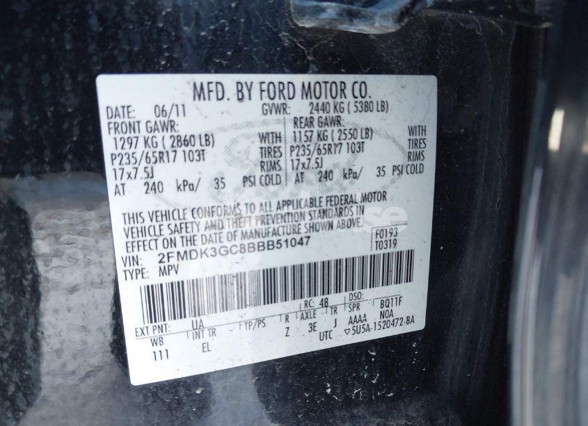 Photo 9 of 2011 Ford Edge SE (VIN 2FMDK3GC8BBB51047)