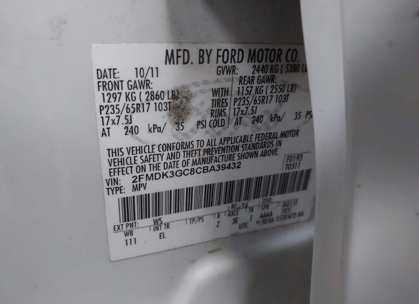 Photo 9 of 2012 Ford Edge SE (VIN 2FMDK3GC8CBA39432)