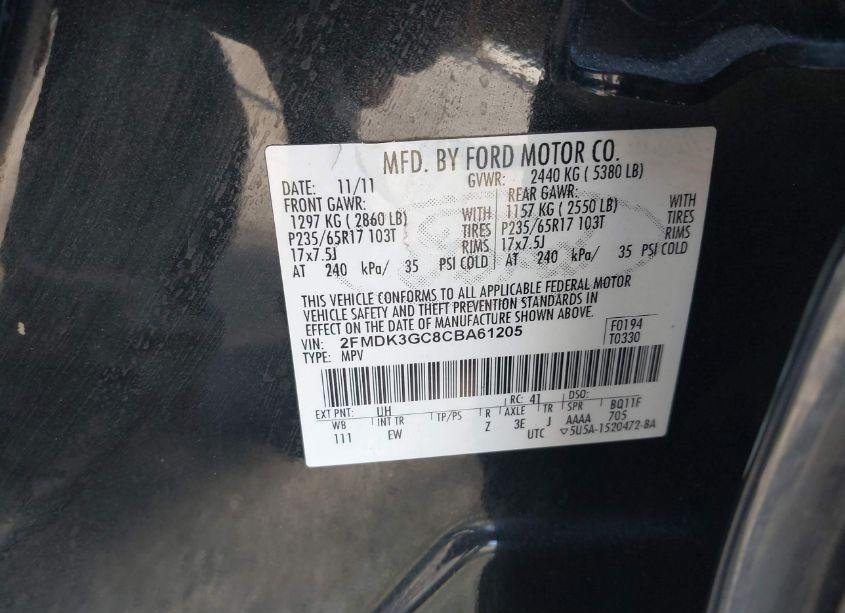 Photo 9 of 2012 Ford Edge SE (VIN 2FMDK3GC8CBA61205)