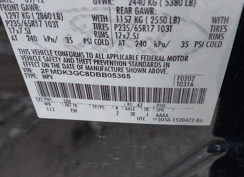 Photo 9 of 2013 Ford Edge SE (VIN 2FMDK3GC8DBB05365)