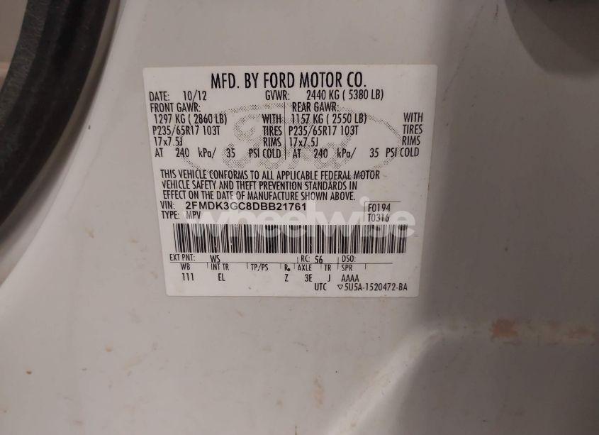 Photo 9 of 2013 Ford Edge SE (VIN 2FMDK3GC8DBB21761)