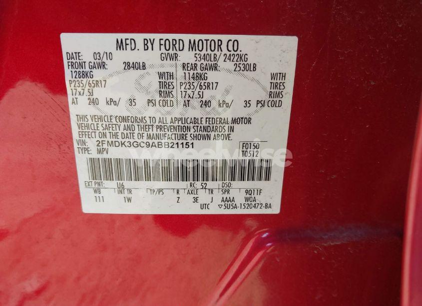 Photo 9 of 2010 Ford Edge SE (VIN 2FMDK3GC9ABB21151)