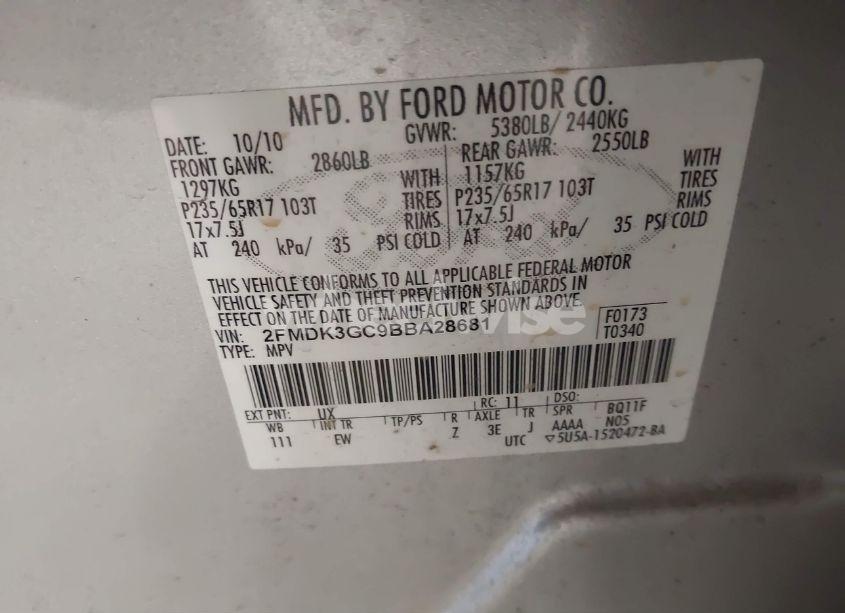 Photo 9 of 2011 Ford Edge SE (VIN 2FMDK3GC9BBA28681)