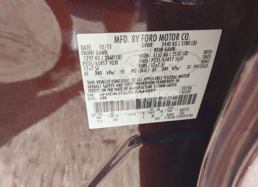 Photo 9 of 2012 Ford Edge SE (VIN 2FMDK3GC9CBA44557)